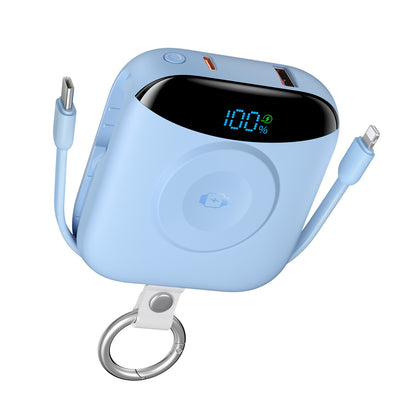 🔋 10000mAh Keychain Power Bank with Built-In Cables