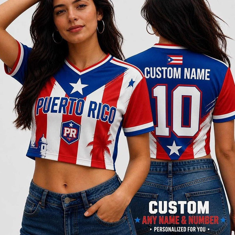Women's Printed Cropped Soccer Jersey – V-Neck Mesh Short Sleeve Streetwear Crop Top