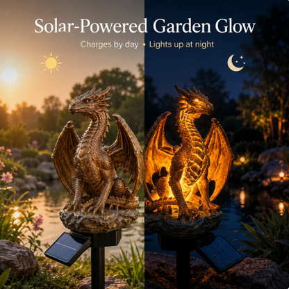 Dragon Legacy Golden Ember Edition Solar Garden Light – Auto Charging Dragon Figurine