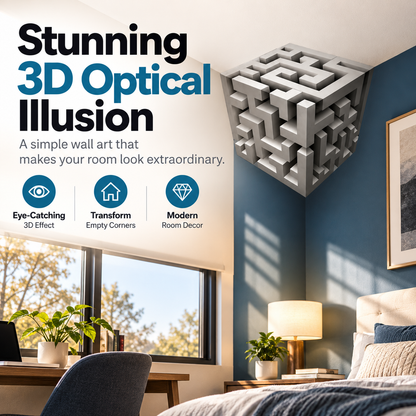 ❤️3D Optical Illusion Corner Wall Art – Peel & Stick