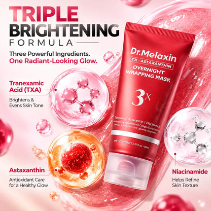 🎁Triple Brightening Overnight Wrapping Mask – TXA, Astaxanthin & Niacinamide Hydrating Peel-Off Face Mask, 80ml