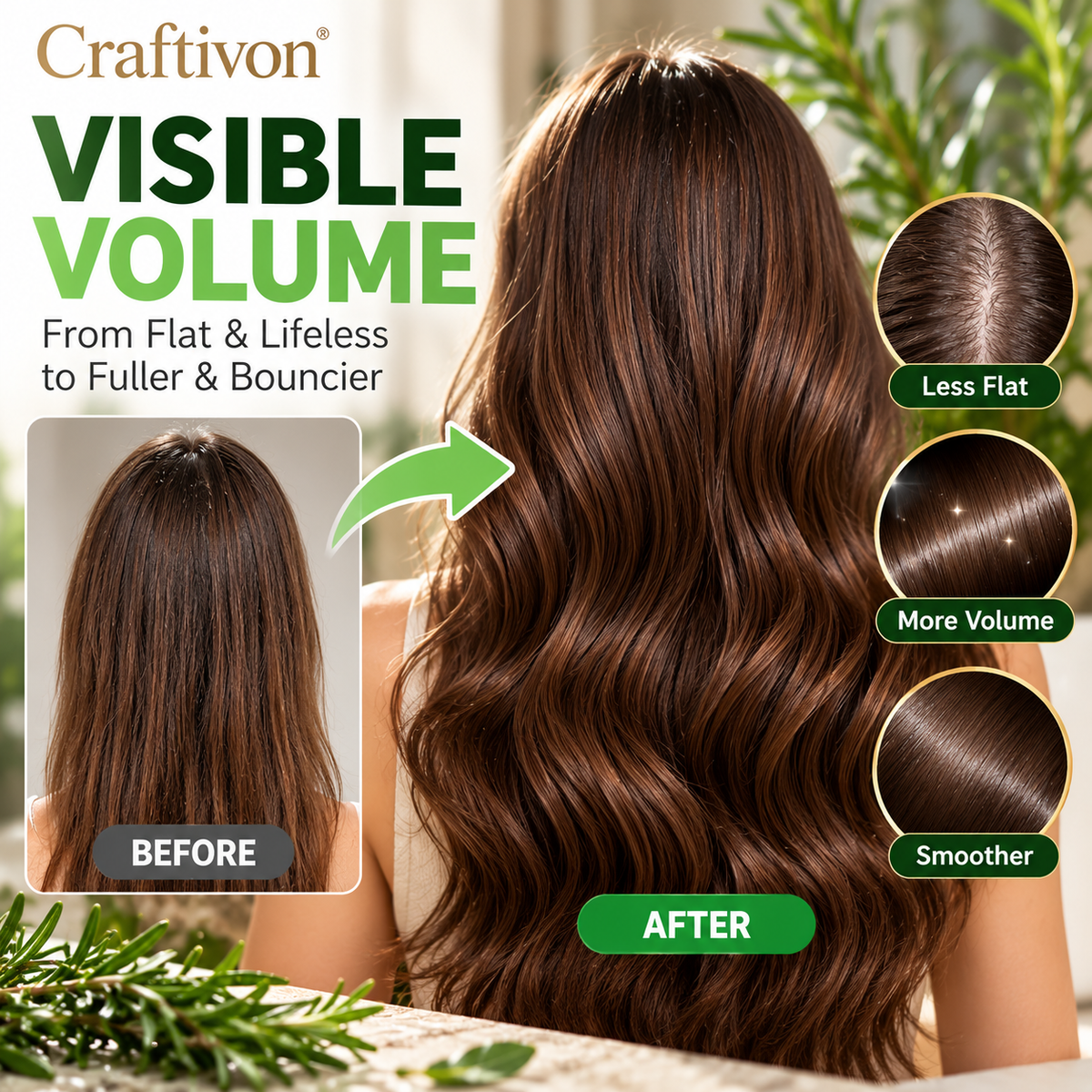 ❤️Rosemary Biotin Volumizing Shampoo for Fuller Thicker Looking Hair