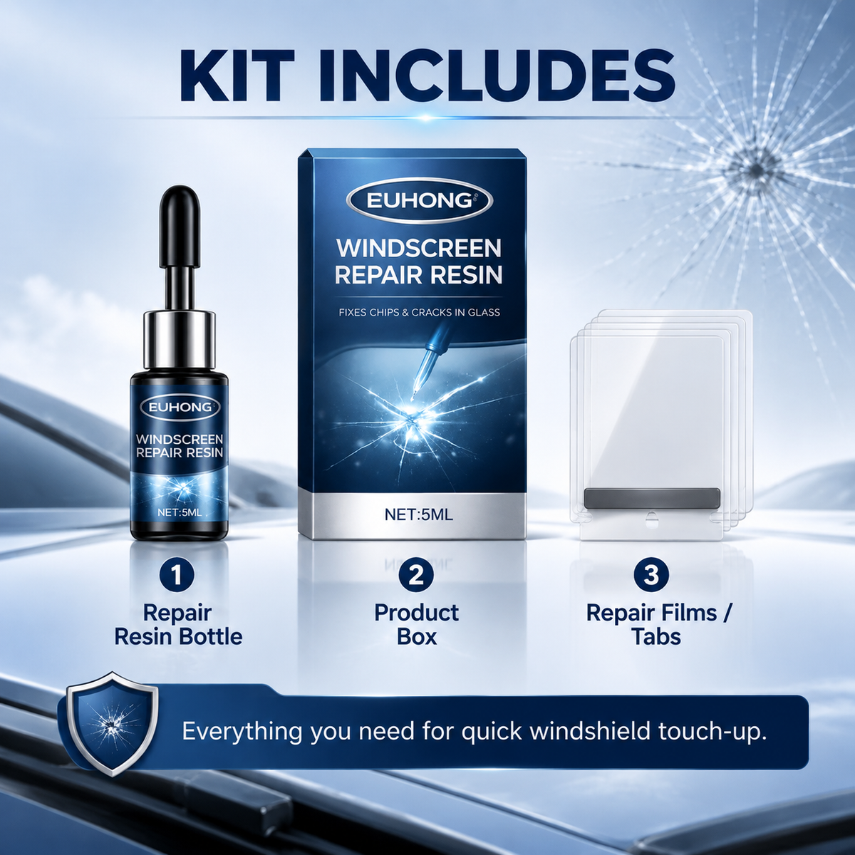 ❤️Windshield Repair Kit – Clear Glass Chip & Crack Repair