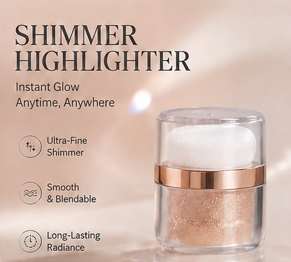 3-Shade Shimmer Highlighter with Puff | Face & Body Glow