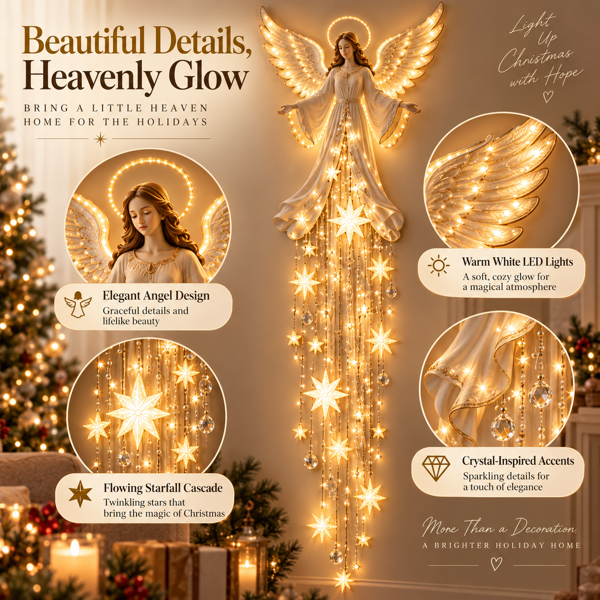 🎉Angel Blessing Starfall Wall Ligh – Heavenly Christmas Wall Decor