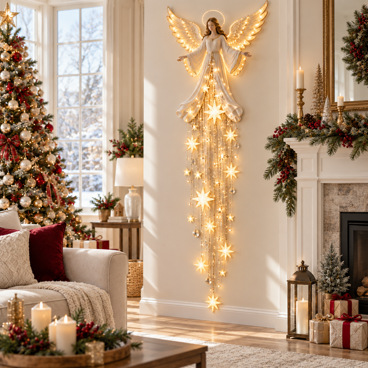 🎉Angel Blessing Starfall Wall Ligh – Heavenly Christmas Wall Decor