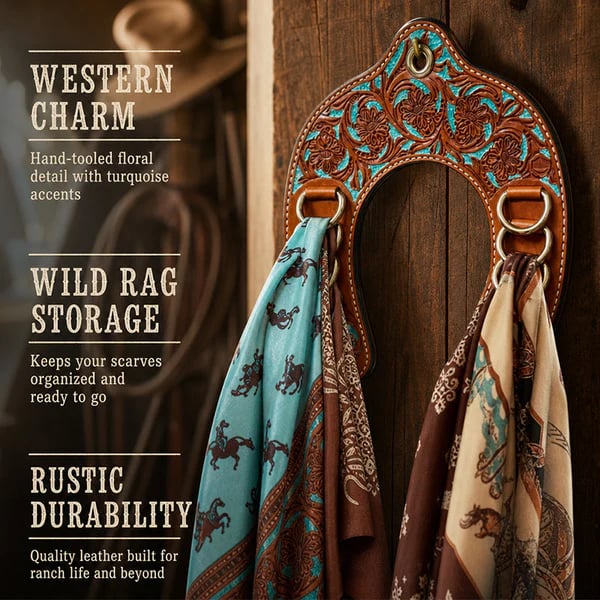 🔥 Handcrafted Leather Horseshoe Wild Rag Holder