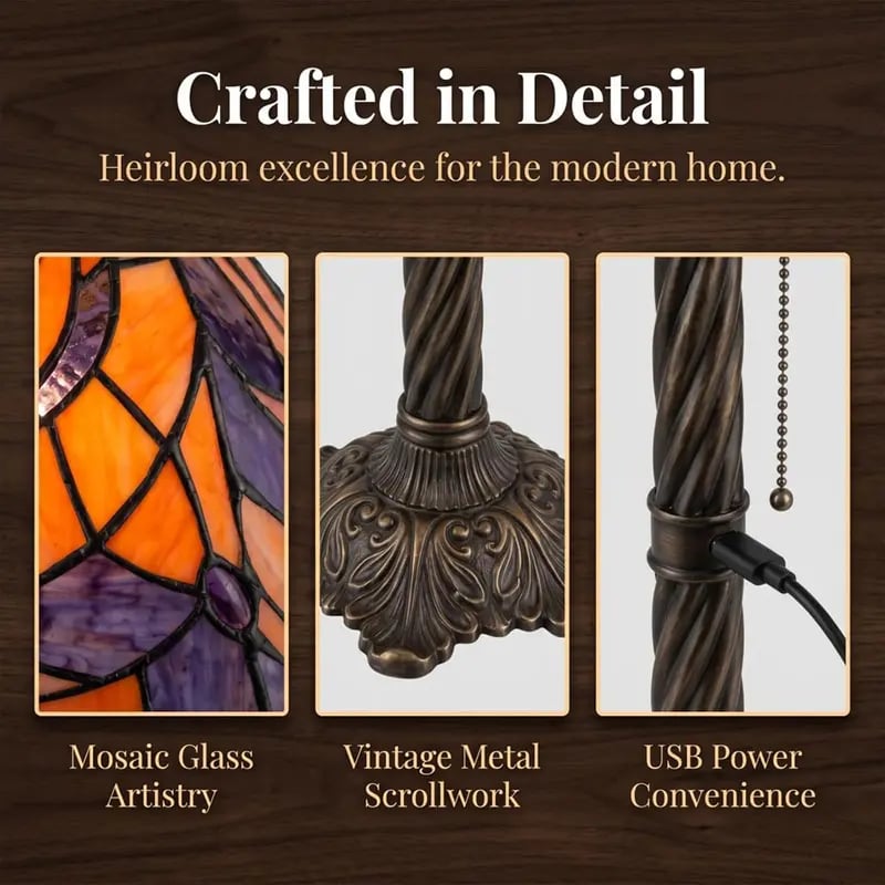 Halloween Christmas Stained Glass Pumpkin Table Lamp