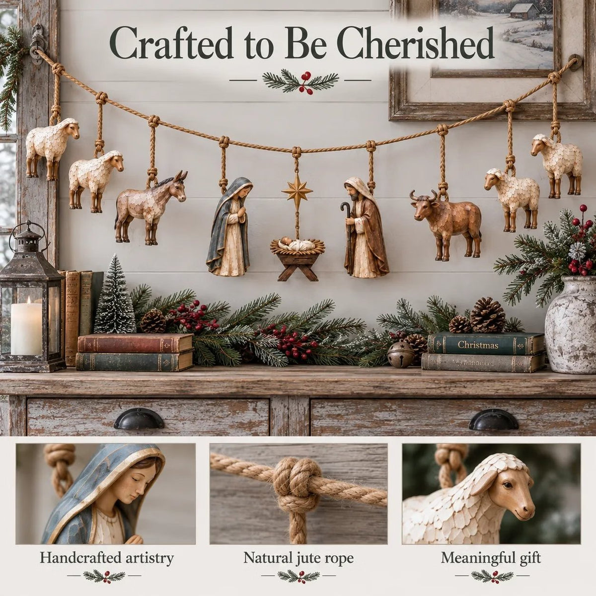 ✨✝️Handcrafted Wooden Nativity Garland🎄(📦Buy 3 Free Shipping)