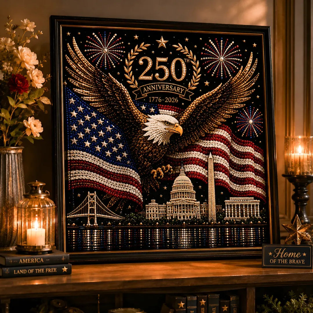 🦅America 250th Anniversary Pearl Art Kit – Stars & Stripes Skyline Limited Edition - This product is a materials kit. not a finished product.