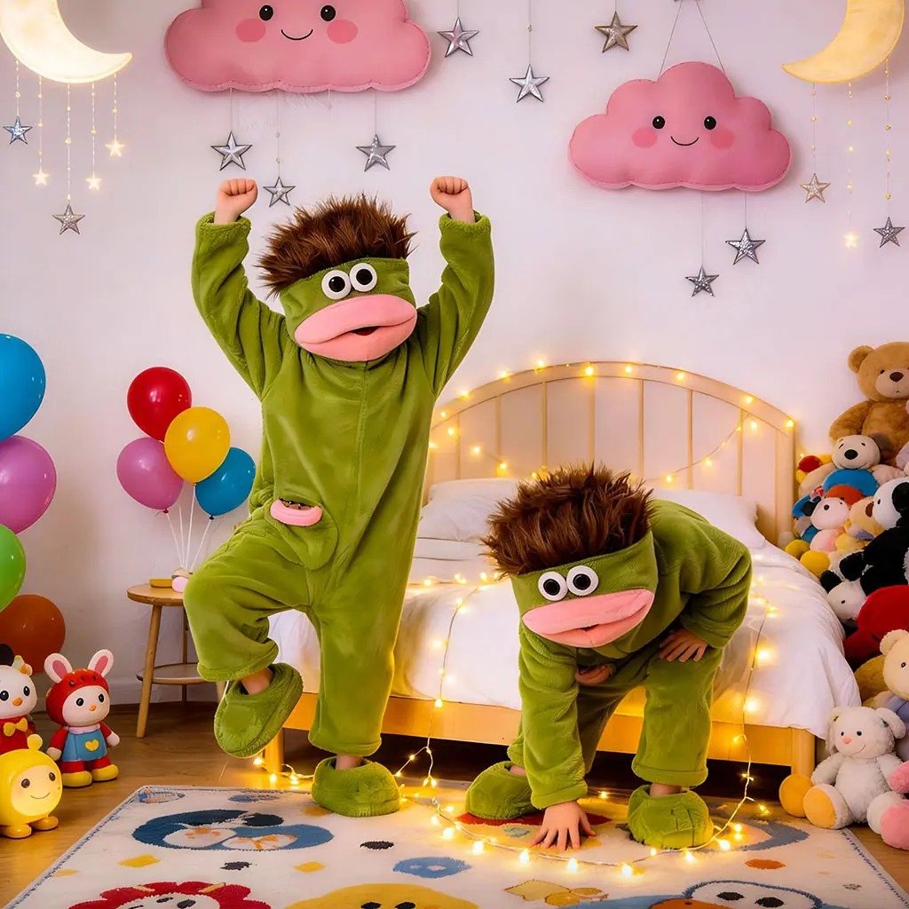 Funny Adult Onesie Pajamas. Soft Fleece Loungewear with Playful Design. Unisex Oversized Fit