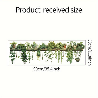 🔥🌿 Botanical Shelf Wall Stickers – 2-Piece Self-Adhesive Plant Decor
