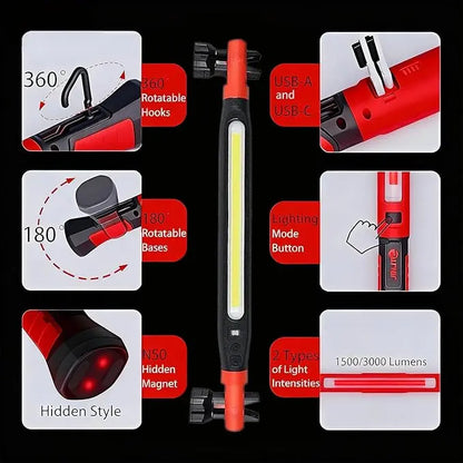 Father's Day Promotion SAVE 30%🔥3000LM Rechargeable Magnetic LED Work Light Bar