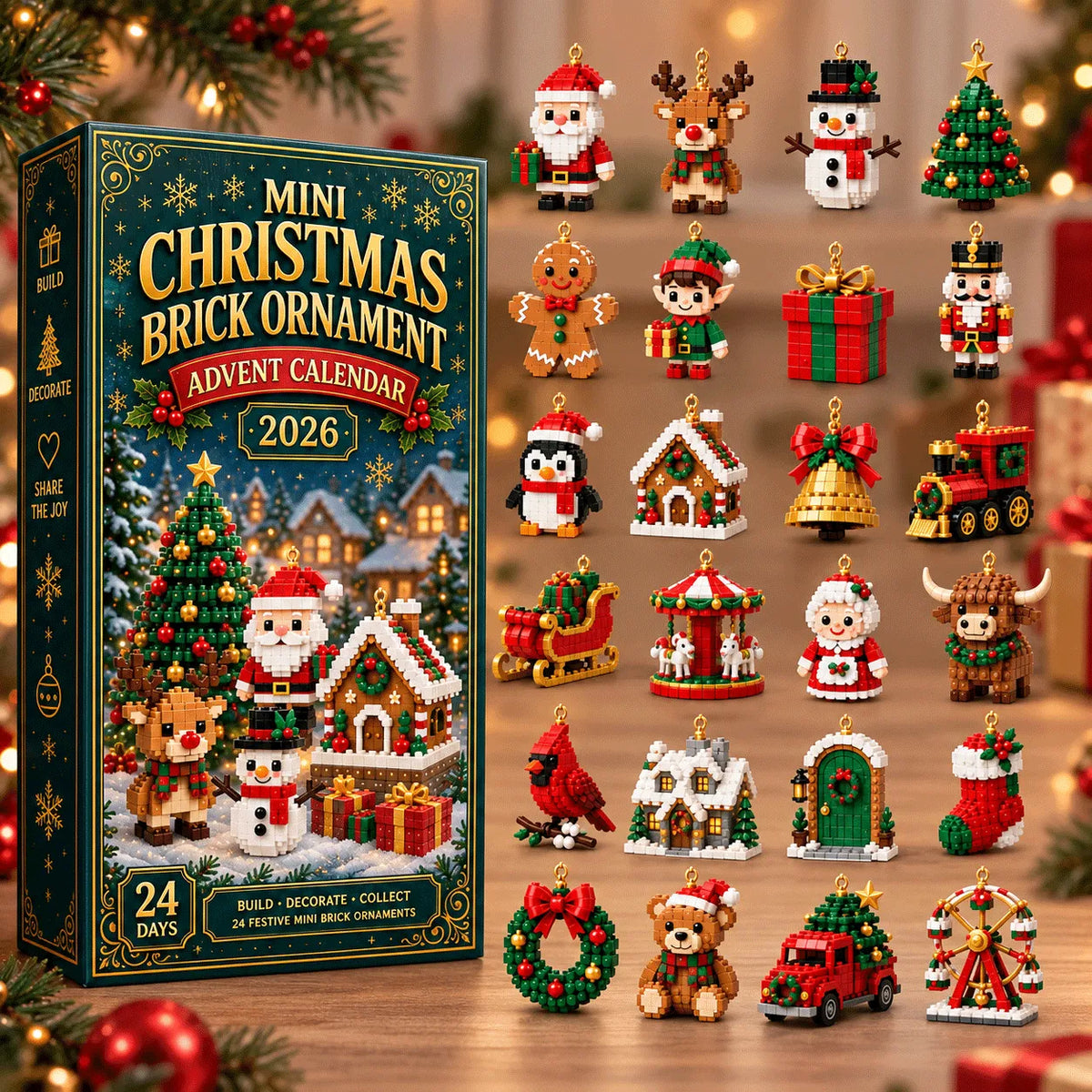🎁24-Day Mini Christmas Brick Ornament Advent Calendar