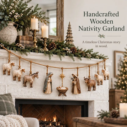 ✨✝️Handcrafted Wooden Nativity Garland🎄(📦Buy 3 Free Shipping)