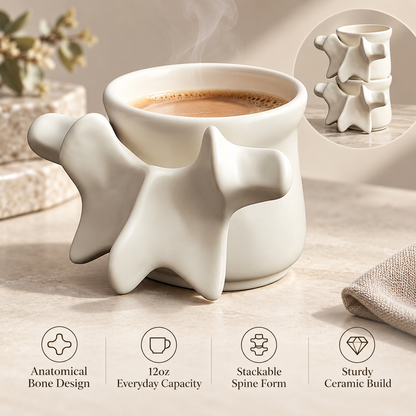 ⭐ Spine Mug – Realistic Vertebrae Design, Stackable Ceramic Coffee Cup