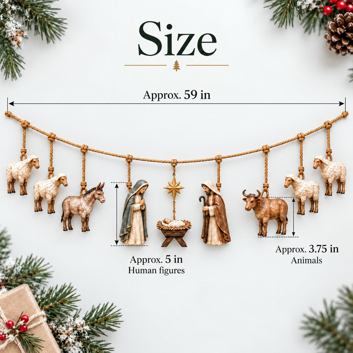 ✨✝️Handcrafted Wooden Nativity Garland🎄(📦Buy 3 Free Shipping)