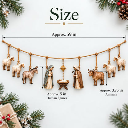 ✨✝️Handcrafted Wooden Nativity Garland🎄(📦Buy 3 Free Shipping)