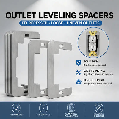 🎁Wall Plate Spacers – Metal Outlet Leveling Plates For Recessed & Loose Electrical Outlets