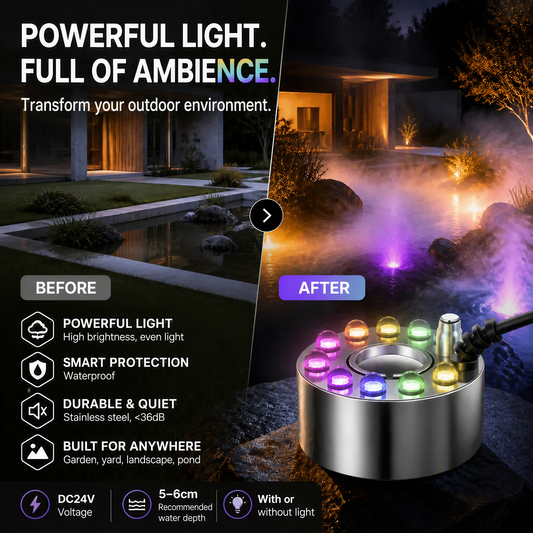 💨 12-LED Ultrasonic Mist Maker Fogger & colourful light