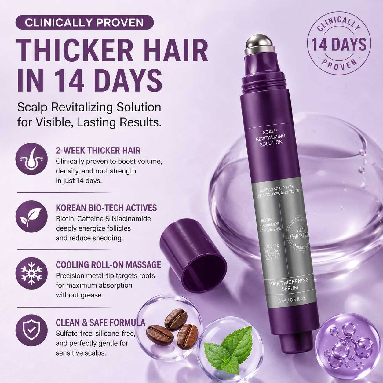 Roll & Grow! ✨ Hair Thickening Roll-On Serum for Scalp Revitalization
