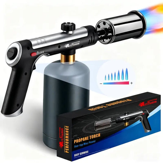 🔥Powerful Propane Torch Gun with Turbo Mode & Safety Lock – for Grill. Charcoal. Kitchen & BBQ
