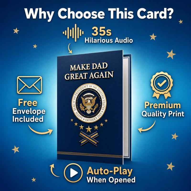 Make Dad Great Again Funny Talking Father's Day Card 🎙️👑