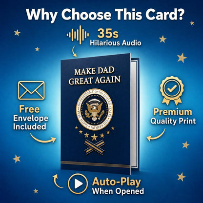 Make Dad Great Again Funny Talking Father's Day Card 🎙️👑