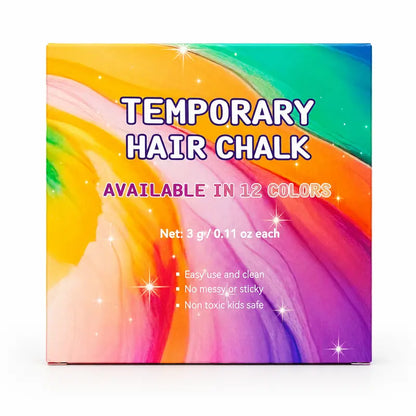 12-Color Washable Temporary Hair Chalk Set with Free Spray Bottle