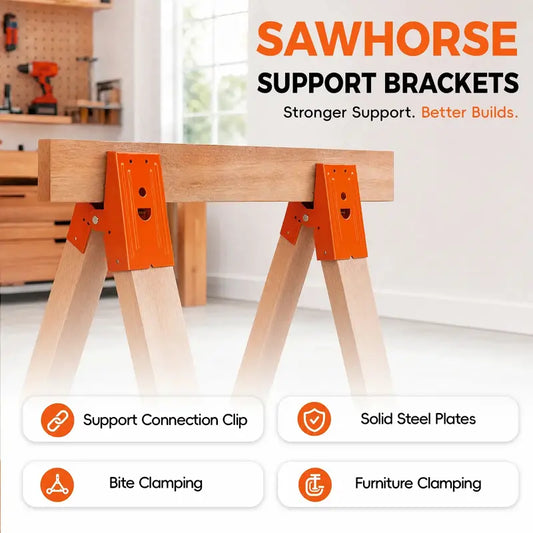 🎁2 Pcs Heavy Duty Sawhorse Brackets With Down Clamp