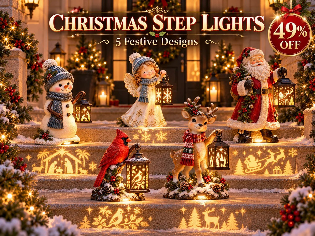 🎉 Solar Christmas Step Lights | 5 Festive Character Styles