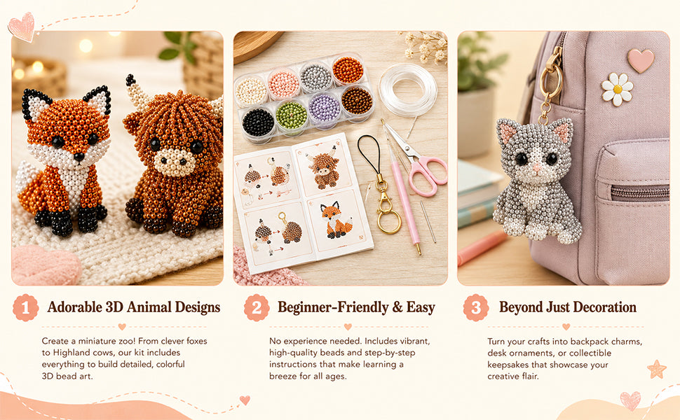 2026 Tiny 3D Beaded Animal DIY Kit