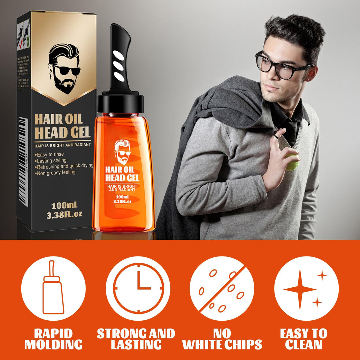 🔥Men's Hair Styling Gel with Comb