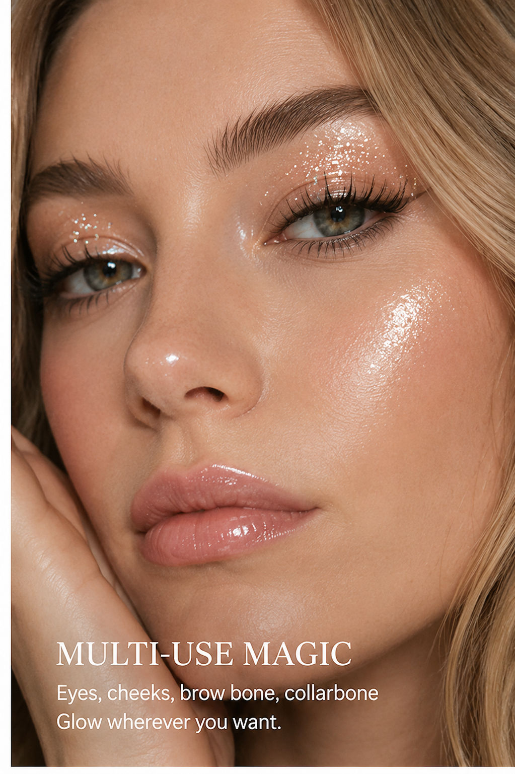 3-Shade Shimmer Highlighter with Puff | Face & Body Glow