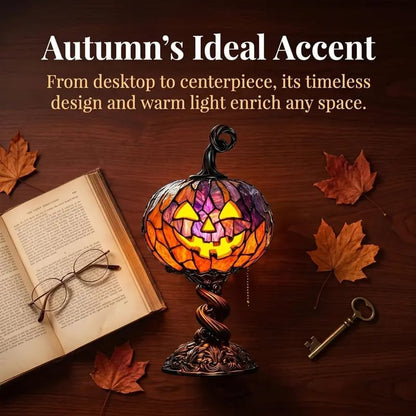 Halloween Christmas Stained Glass Pumpkin Table Lamp