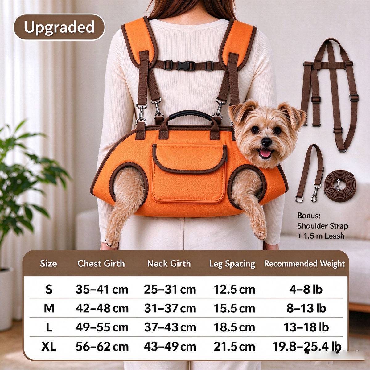 ⭐Hands-Free Pet Carrier Sling – Breathable Small Dog & Cat Carrier with Leash