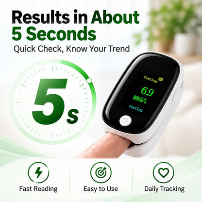 🎁Non-Invasive Blood Glucose & Oxygen Monitor – Needle-Free Fingertip Design with OLED Display