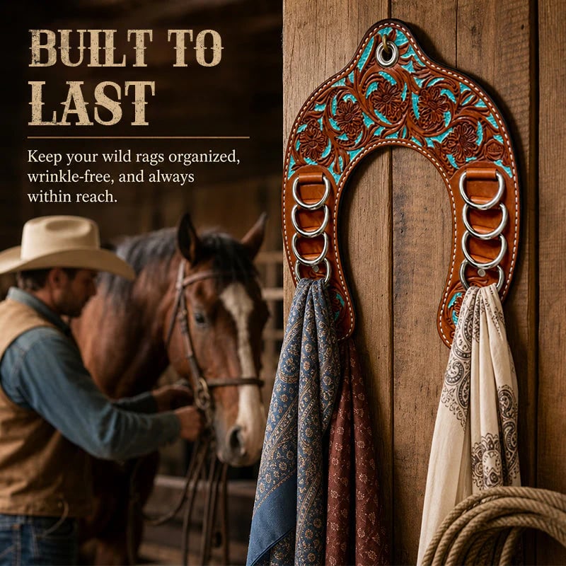 🔥 Handcrafted Leather Horseshoe Wild Rag Holder