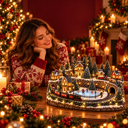 🎉 LAST DAY 49% OFF 🔥 Animated Holiday Train & Ice Rink Scene ✨