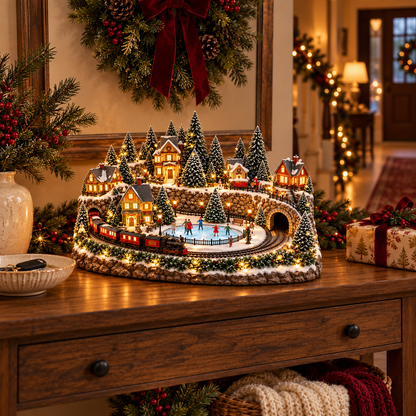 🎉 LAST DAY 49% OFF 🔥 Animated Holiday Train & Ice Rink Scene ✨