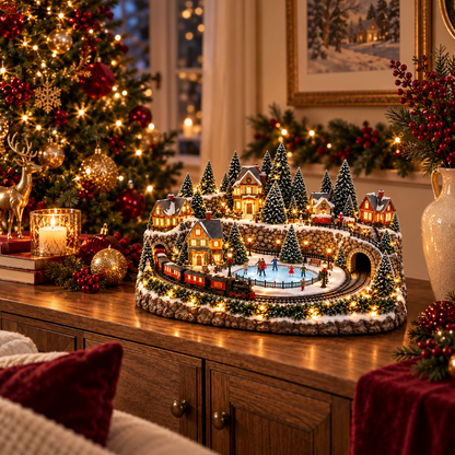 🎉 LAST DAY 49% OFF 🔥 Animated Holiday Train & Ice Rink Scene ✨