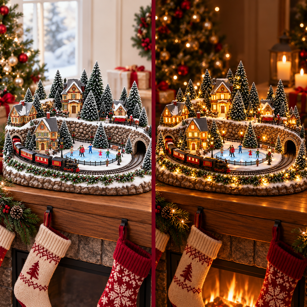 🎉 LAST DAY 49% OFF 🔥 Animated Holiday Train & Ice Rink Scene ✨