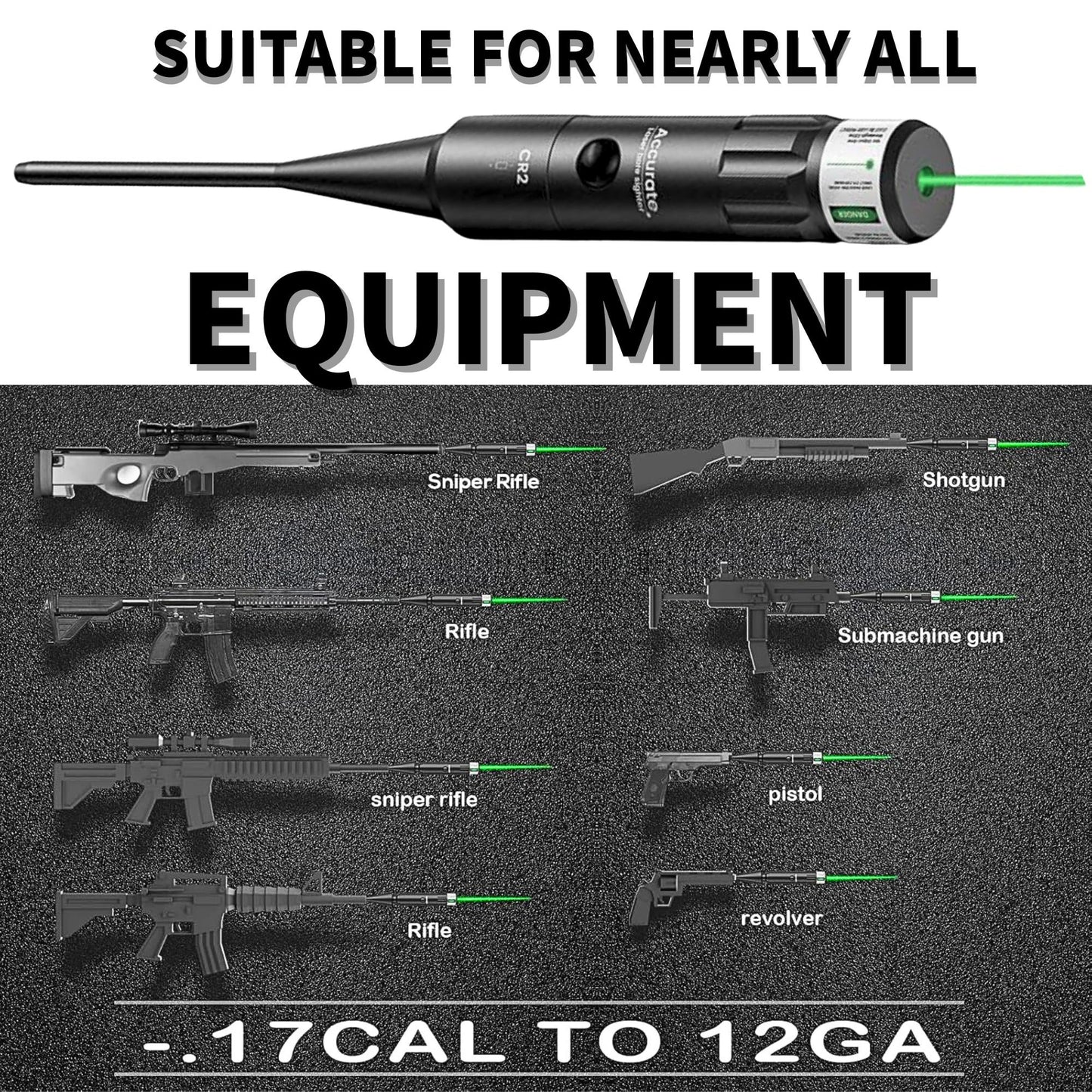 Laser Bore Sight Kit with 32 Adapters for .17–12GA Calibers