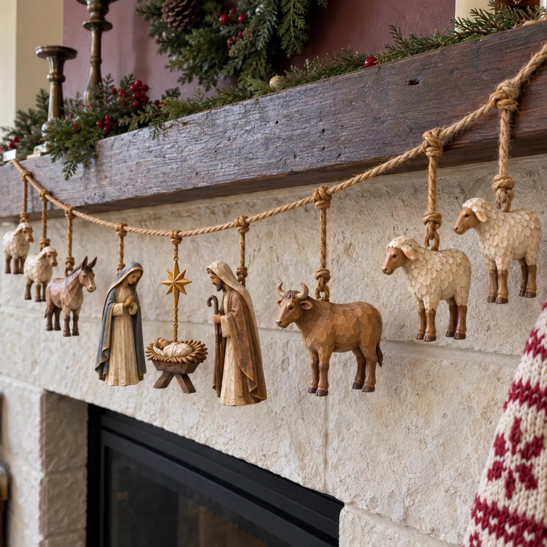 ✨✝️Handcrafted Wooden Nativity Garland🎄(📦Buy 3 Free Shipping)