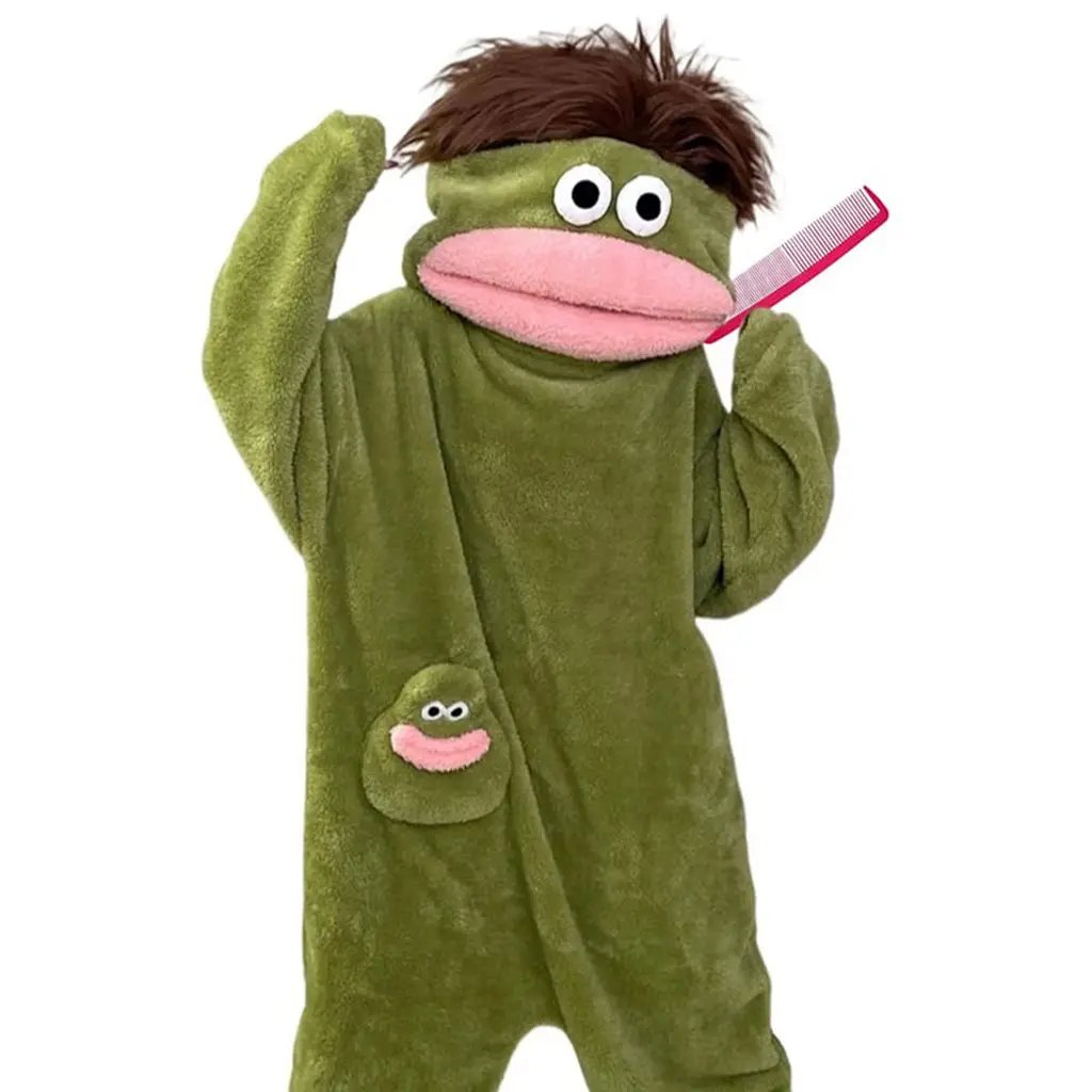 Funny Adult Onesie Pajamas. Soft Fleece Loungewear with Playful Design. Unisex Oversized Fit