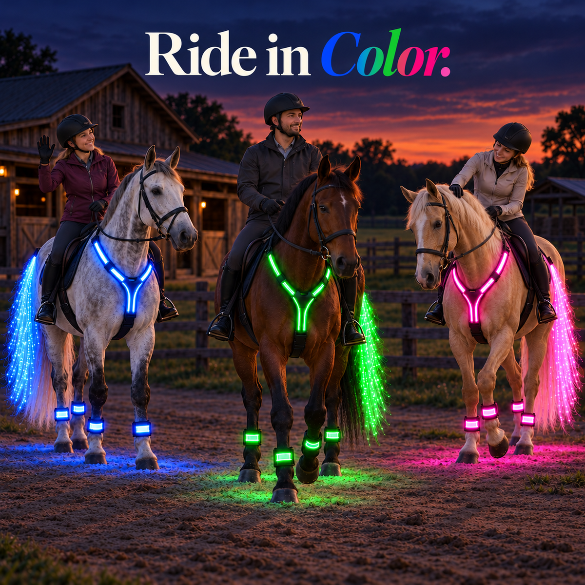 🔥50% OFF🏇LED Horse Night Riding Lights – Full-Body Glow Kit with Enhanced Visibility & 12 Lighting Modes✨