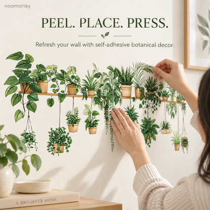 🔥🌿 Botanical Shelf Wall Stickers – 2-Piece Self-Adhesive Plant Decor