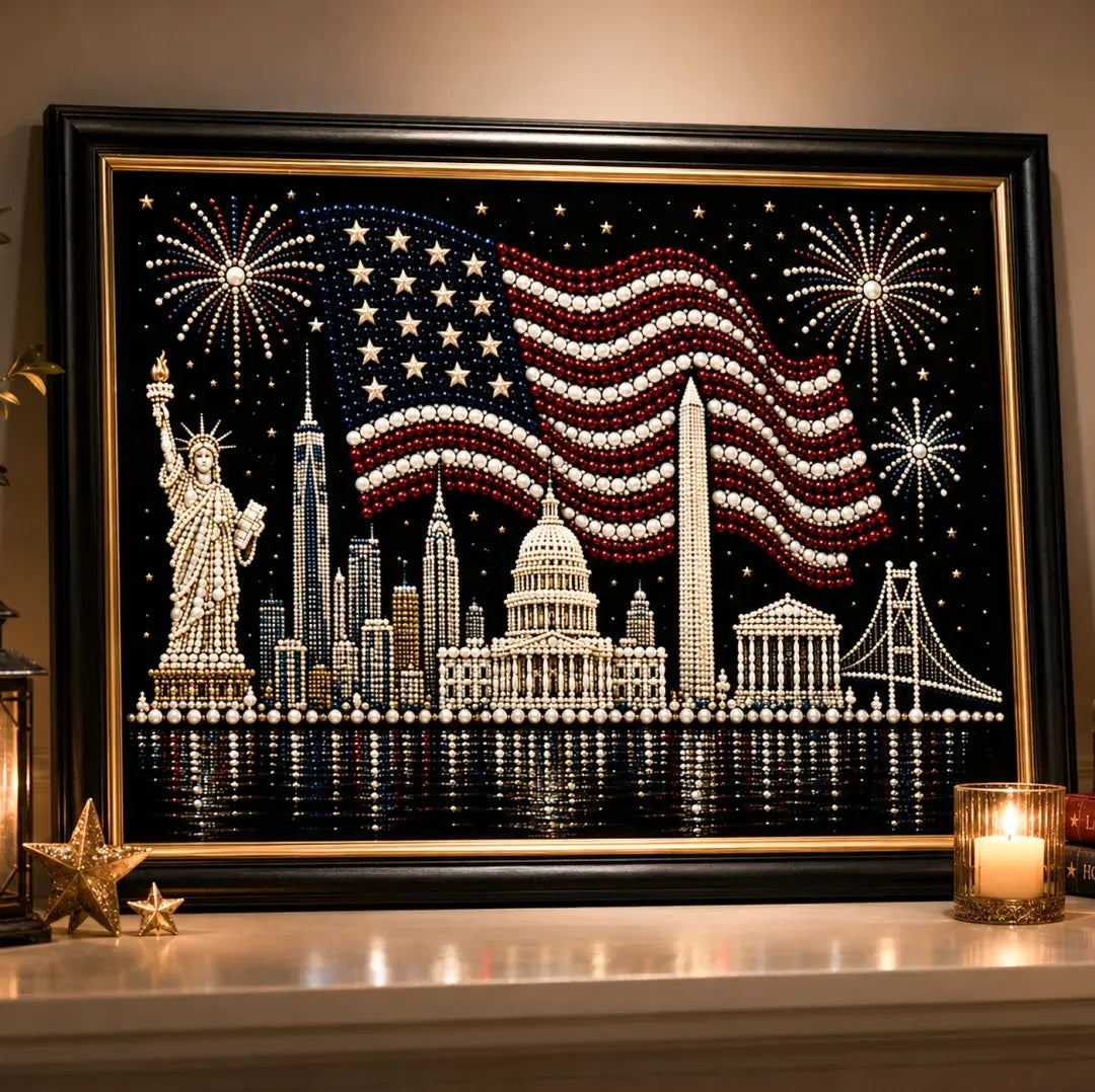 🦅America 250th Anniversary Pearl Art Kit – Stars & Stripes Skyline Limited Edition - This product is a materials kit. not a finished product.