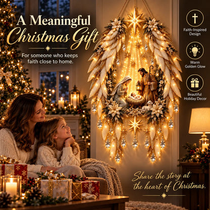 🎉3D Heavenly Angel Wings Nativity Light✨ – Lighted Christmas Wall Decor