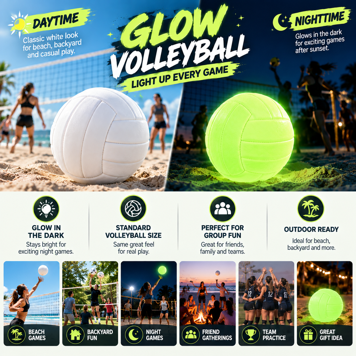 🔥Fluorescent Volleyball – High-Visibility Ball for Beach, Training & Outdoor Play🏐